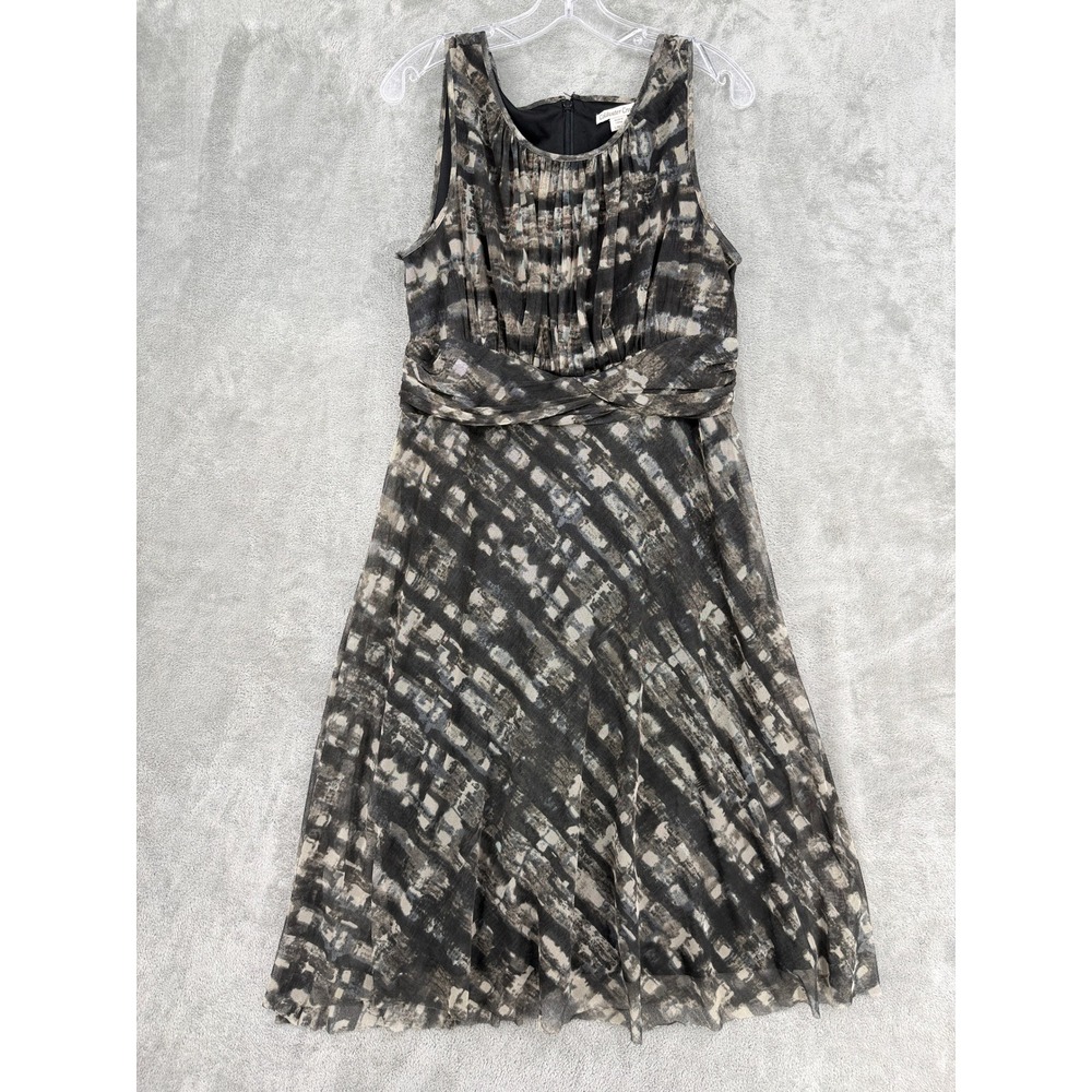 Coldwater Creek Dress Womens Size L Abstract Mesh Overlay Office Career Zip Gray